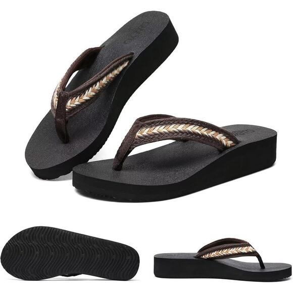 BOGO SALE Sandals with Stylish Straps for Women Dressy Comfortable Coffee Size 9 - Picture 2 of 6